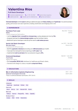Metro resume template